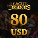 League of Legends Gift Card 80 USD - Riot Key NA
